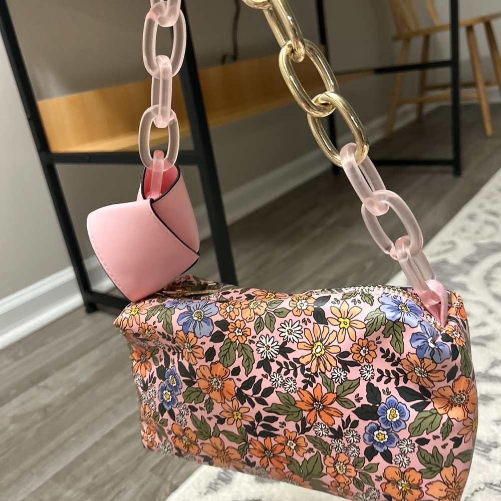 Floral Pink Chain Shoulder Bag